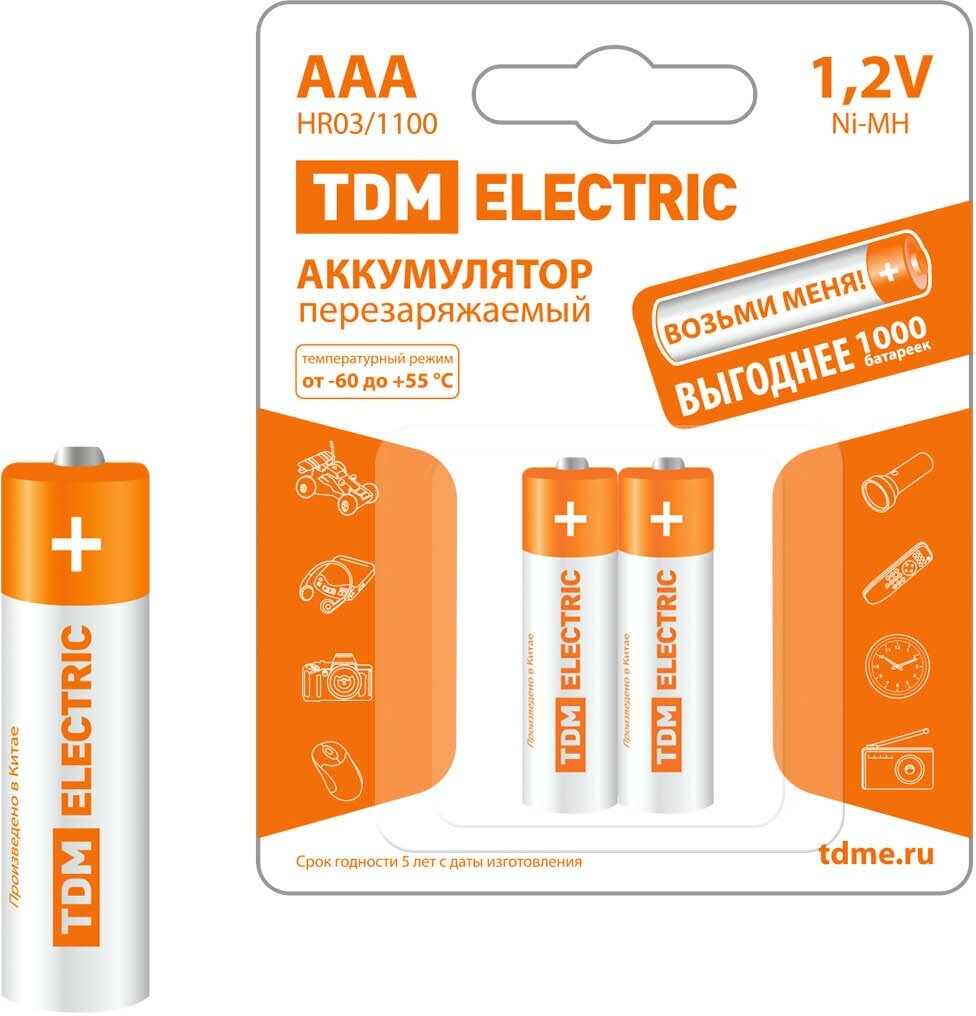 Аккумулятор AAA-1100 mAh Ni-MH BP-2 TDM