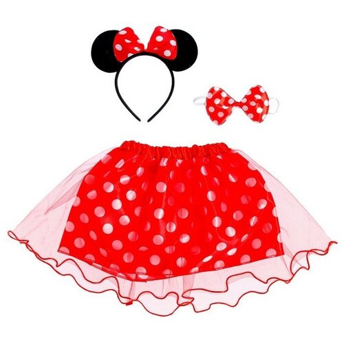 фото Карнавальный набор «мышонок», 3 предмета: юбка, ободок, бабочка, "hidde", цвет красный, материал пластик