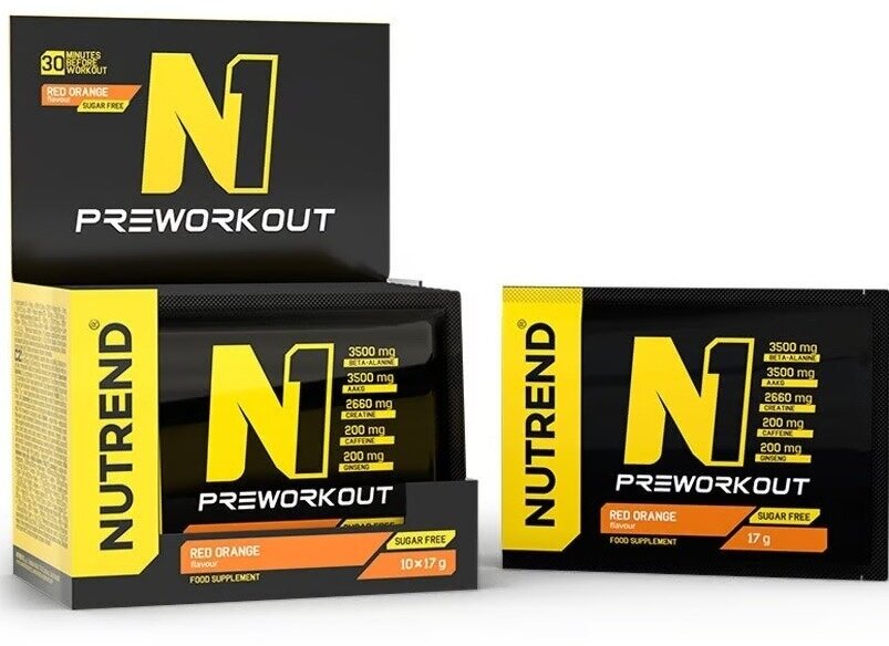 Предтреник NUTREND N1 PRE-WORKOUT 10х17 г, Красный апельсин