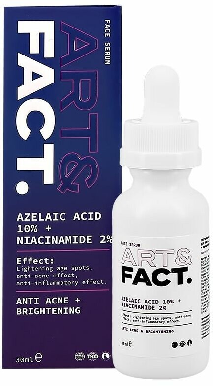 ART&FACT. Противовоспалительная анти-акне сыворотка для ухода за кожей лица с азелаиновой кислотой 10%