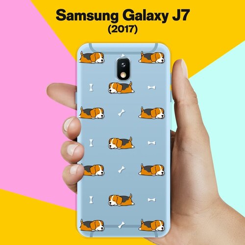 Силиконовый чехол на Samsung Galaxy J7 (2017) Бигли спят / для Самсунг Галакси Джей 7 2017 жидкий чехол с блестками любовь нарисованное сердце на samsung galaxy j7 2017 самсунг галакси джей 7 2017