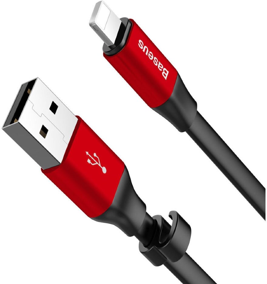 Кабель USB Baseus Nimble Portable Lightning 23см CALMBJ-B91, черный с красным