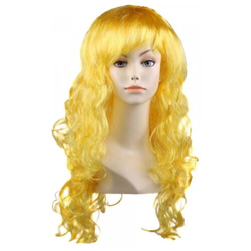 Парик карнавальный длинный кудрявый 60см цвет желтый карнавальный парик черный афро объемный кудрявый