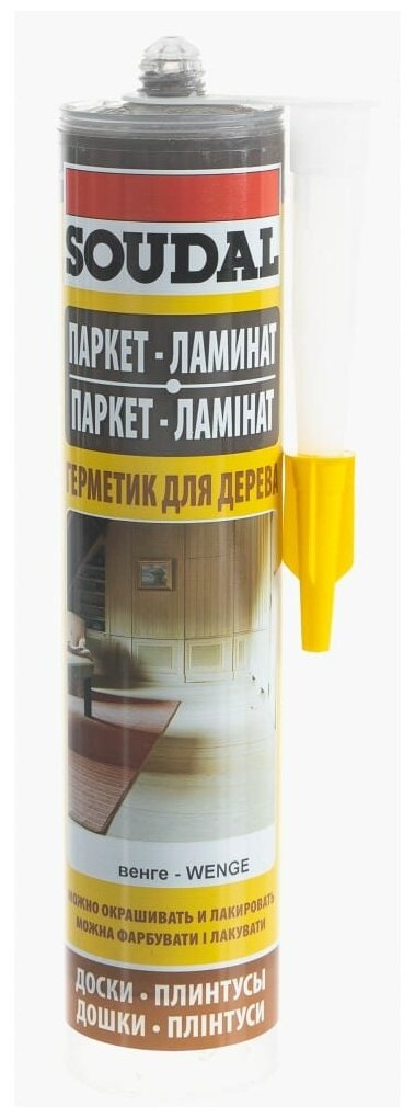 Паркетный герметик 131854 Герметик акриловый для паркета (венге, 280 мл) Упаковка (15 шт.) Soudal - фото №1