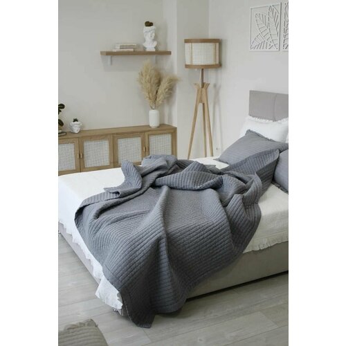 Одеяло стёганое из варёного хлопка, Versalise Decor, 200x220 см, лёгкое, серое, хлопковое, без пододеяльника