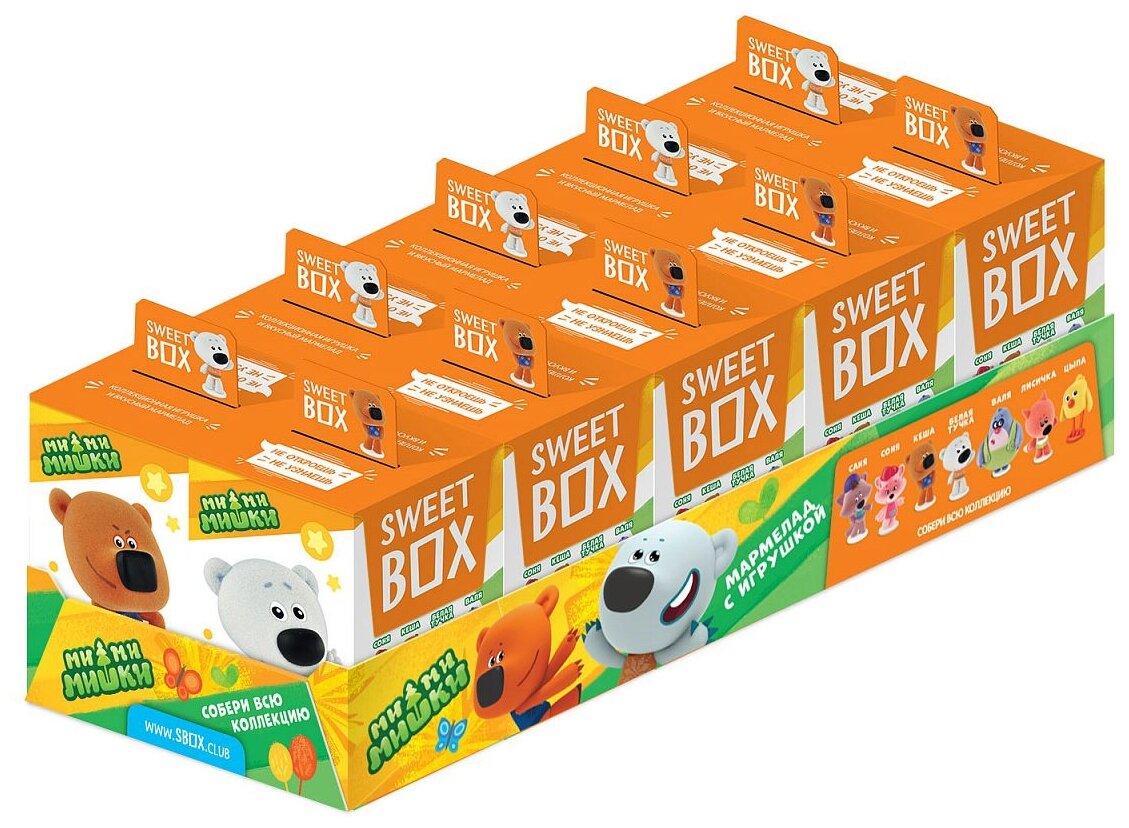 Sweet Box Конфитрейд Свитбокс МИ-МИ-МИШКИ 5 Мармелад с игрушкой в коробочке 10шт по 10г. - фотография № 1