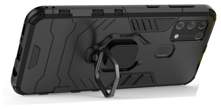 Противоударный чехол с кольцом Panther Case для Samsung Galaxy M31 черный