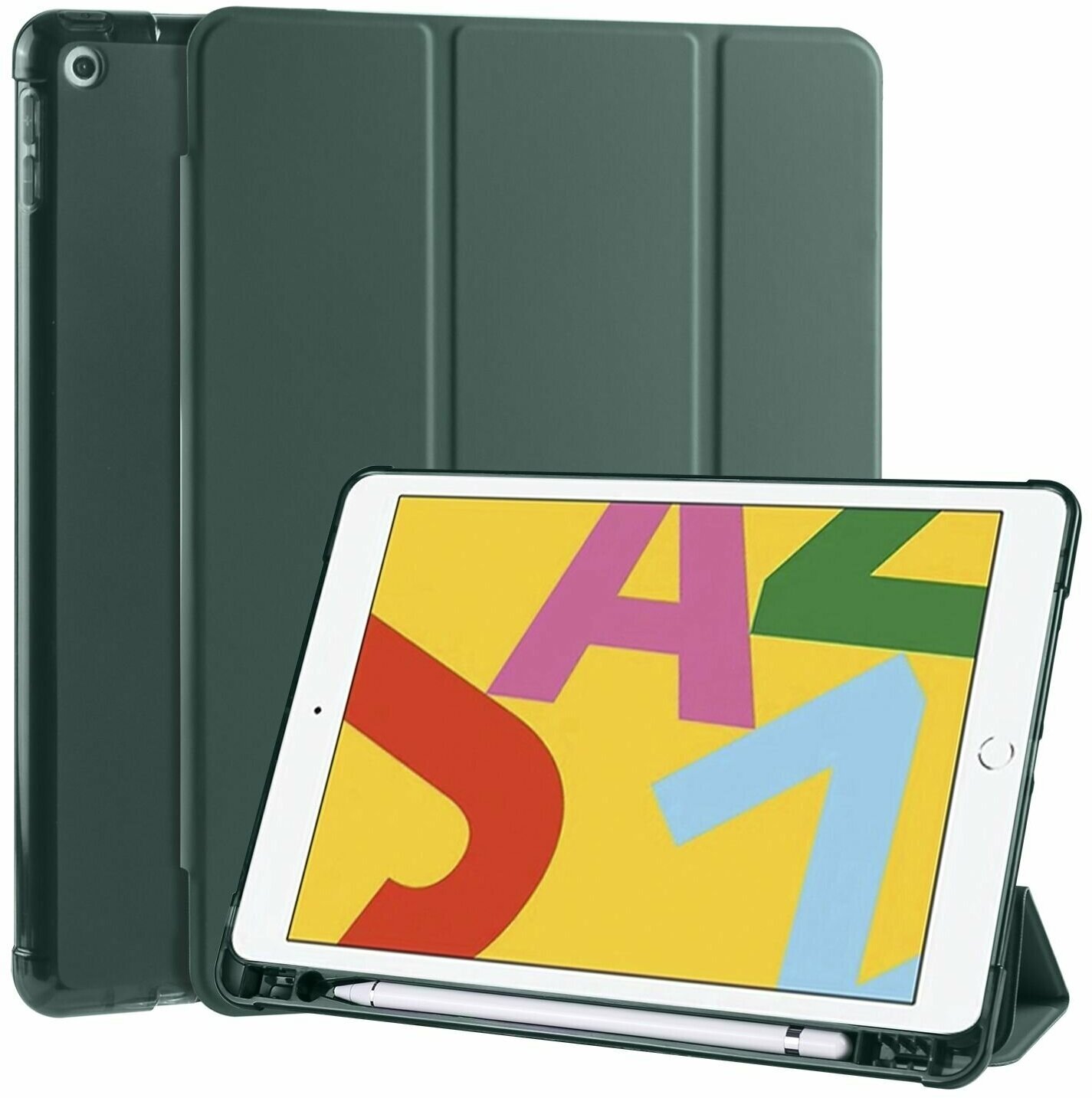Чехол iPad 7 (2019) / 8 (2020) / 9 (2021) 10.2" с держателем для стилуса темно-зеленый