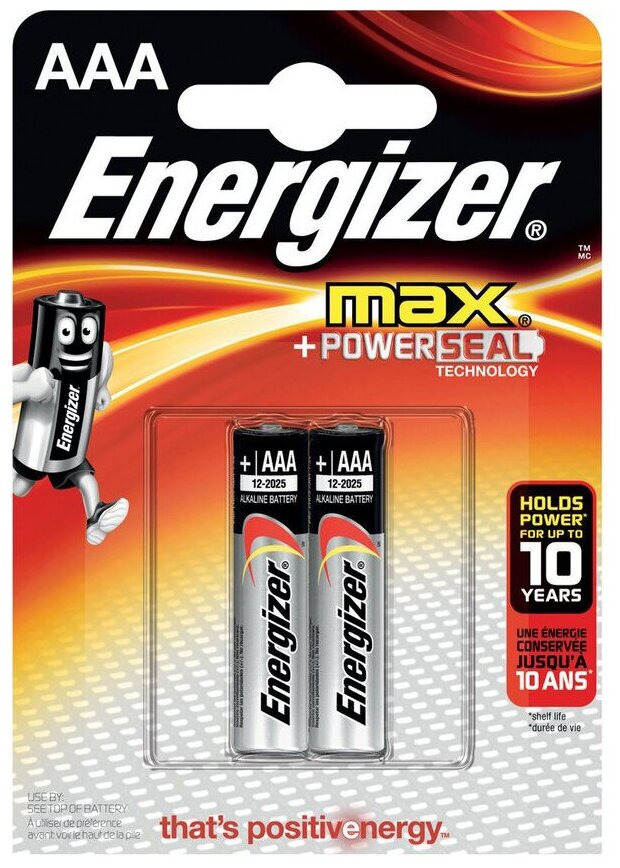 Батарейки щелочные Energizer MAX E92/AAA 2 шт. в блистере