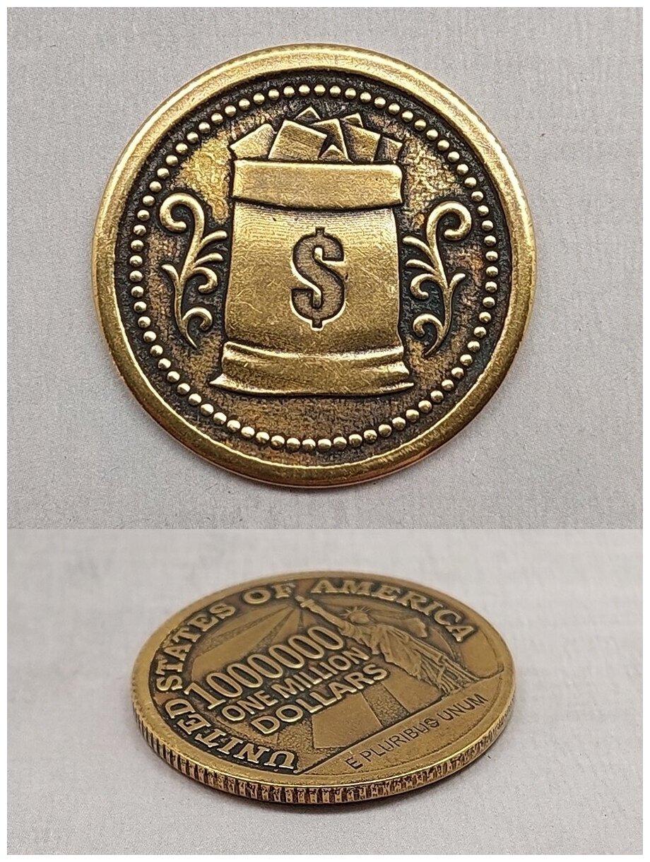 Монета сувенирная литая талисман 1000000 долларов - фотография № 2