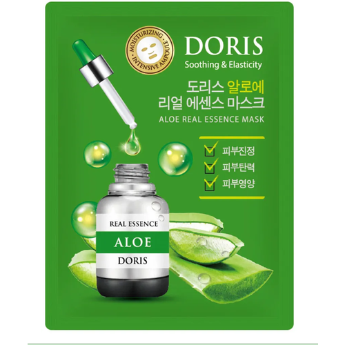 Jigott Doris Real Essence Mask Aloe Тканевые маски для лица с экстрактом Алое 25 мл 10 шт