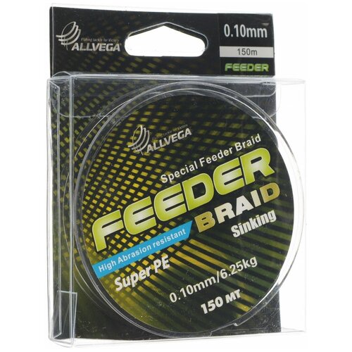 Плетеный шнур ALLVEGA FEEDER BRAID d=0.1 мм, 150 м, 6.25 кг, dark grey, 1 шт.