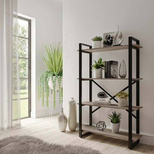 Стеллаж лофт STEFAN 4 полки (140х90х31) Дуб Давос