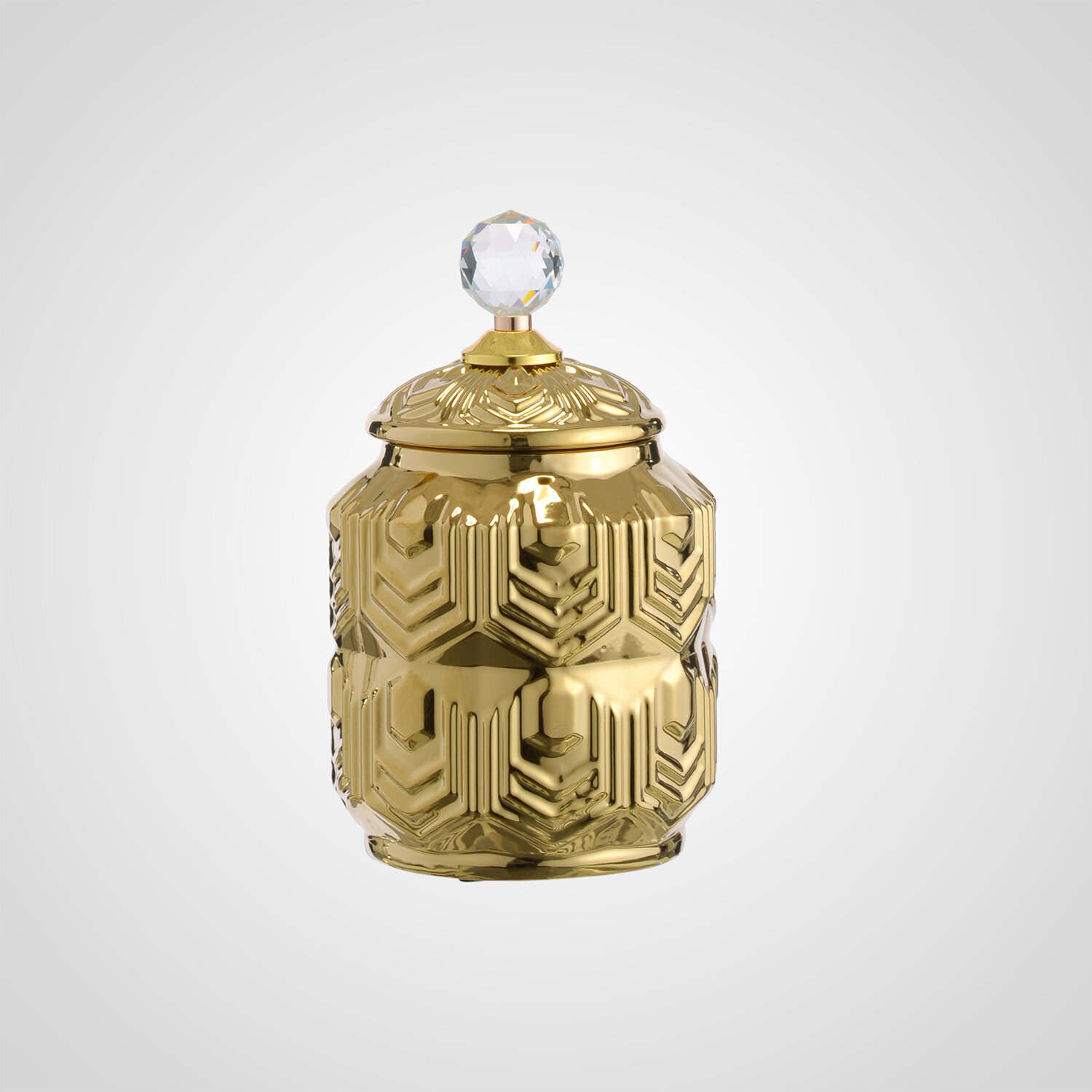 Керамическая ваза с крышкой золотистая 24*10*12 см