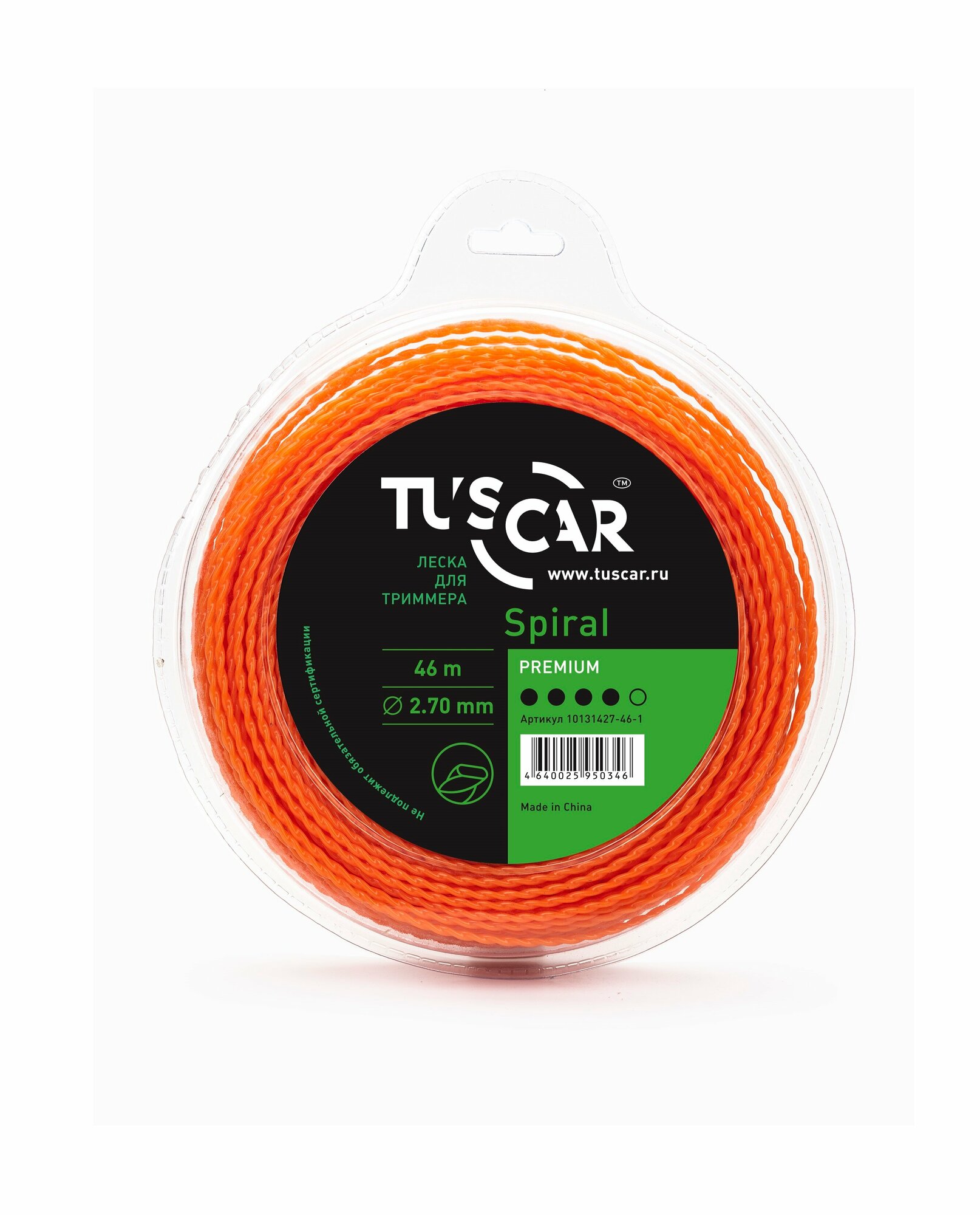 Леска для триммера TUSCAR Spiral Premium, 2.70мм* 46м