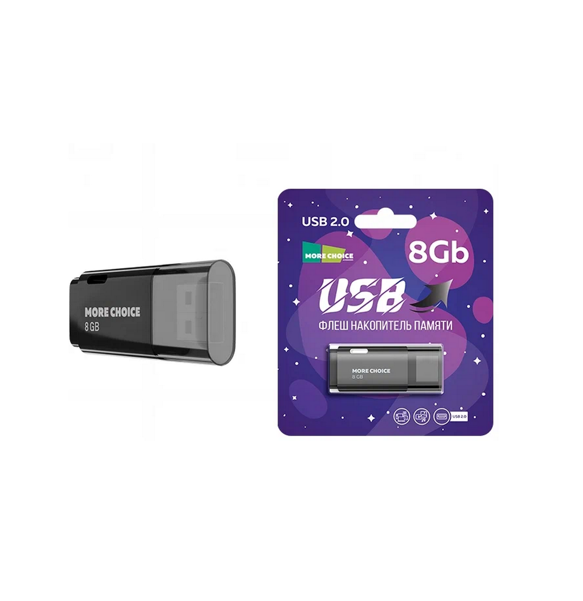 USB накопитель 8 GB More choice MF8 USB 2.0 (черный)
