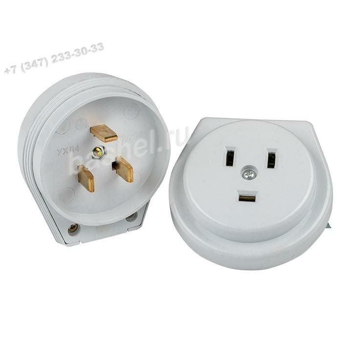 Разъем РШ-ВШ СУ 32А 250В 2P+PE пластиковый белый EKF AS-250-H-02