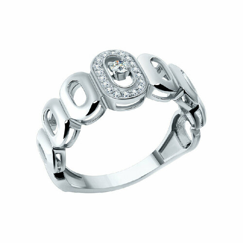 Кольцо АЛЕКСАНДРА, белое золото, 585 проба, бриллиант, размер 18, белый, золотой