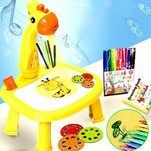 Детский проектор для рисования со столиком Projector Painting Жираф, желтый проектор столик для рисования
