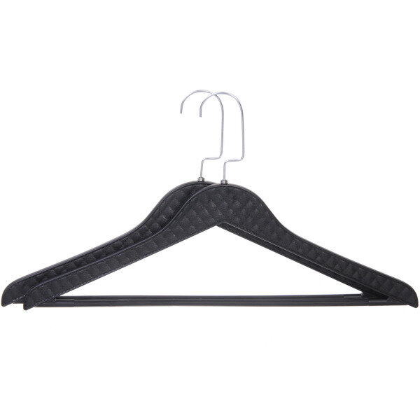 фото Плечики для одежды 2шт «фратто», цвет черный, 44*24см (Лейбл Селфи) имитация под кожу