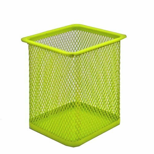 фото Стакан " KWELT " 8*8*9,5см, металлический сетчатый, квадратный, салатовый