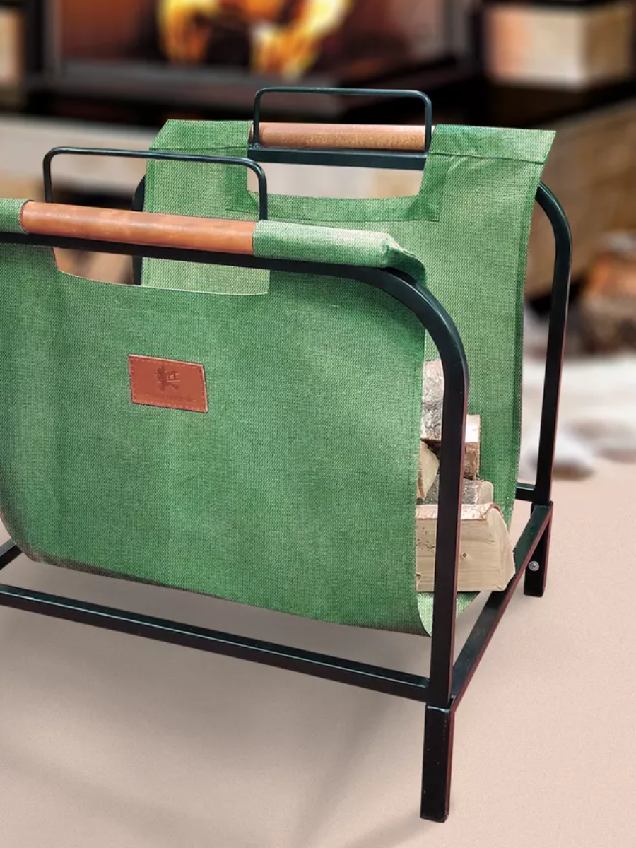 Подставка для дров с сумкой-переноской цвет Зеленый (с огнеупорной пропиткой) Веселый трубочист