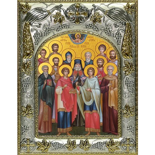 собор святых целителей икона арт 00684 Икона Собор святых целителей