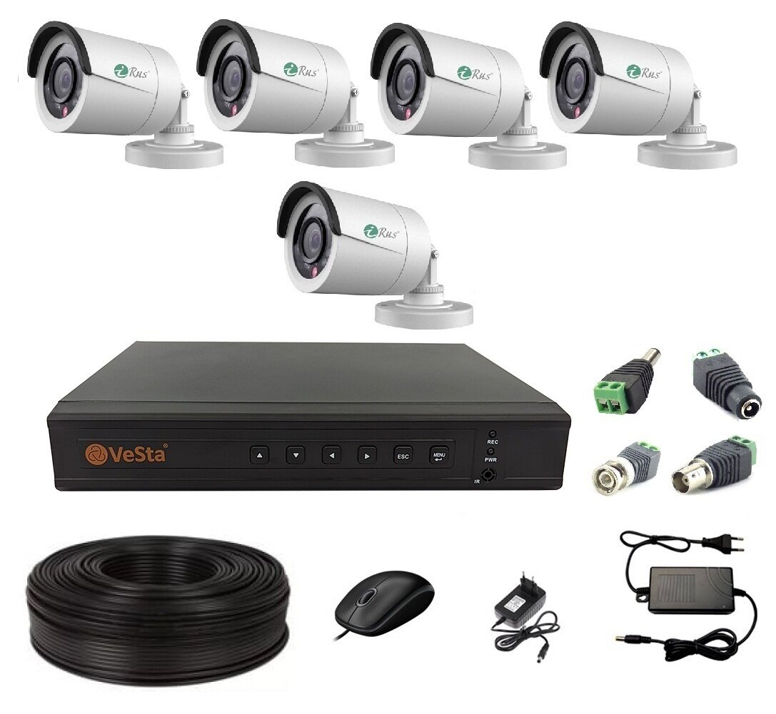 Комплект видеонаблюдения для самостоятельной установки на 5 Full HD камер