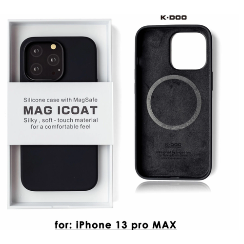 Ультратонкий силиконовый чехол с MagSafe K-DOO Mag iCoat на iPhone 13, черный