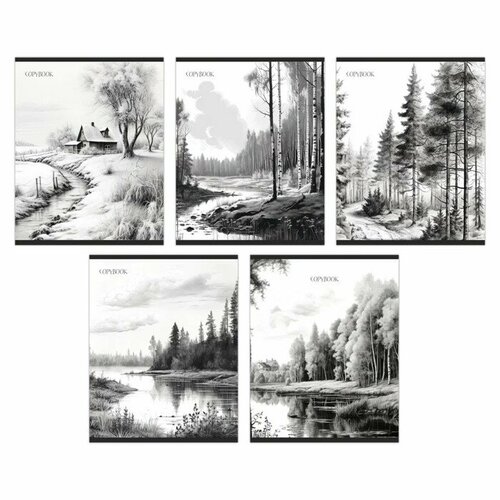 Тетрадь 96 листов в клетку на скрепке Родные просторы обложка мелованный картон твин-лак УФ-лак блок офсет микс 400₽