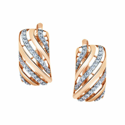 Серьги АЛЕКСИ, красное золото, 585 проба, фианит, красный, золотой