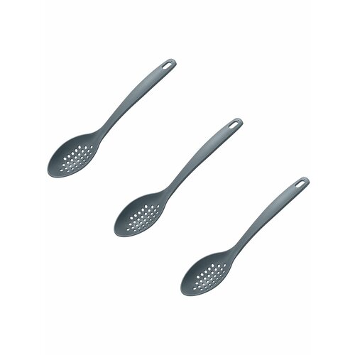 Набор из 3 перфорированных ложек Basic 28 см серый полиамид Restola 431287611 754₽