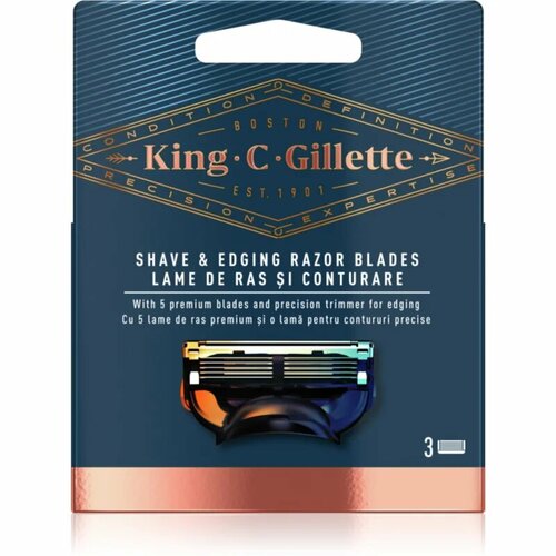 Бритвенные сменные лезвия King C. Gillette Shave & Edgedging, 3 шт. (Из Эстонии) лезвия бритвы gillette king shave