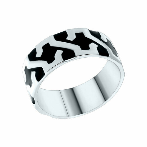 Кольцо Ив.Ю.Ко, серебро, 925 проба, родирование, эмаль, размер 18, золотой