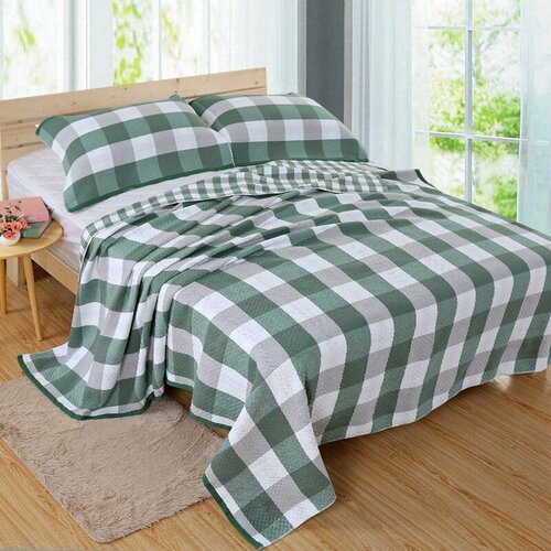 Покрывало хлопковое на кровать 150х200 Клетка