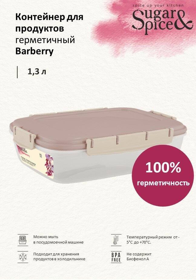 Контейнер для обеда Вarberry SE2246, 24x17,5 см, латте Sugar & Spice