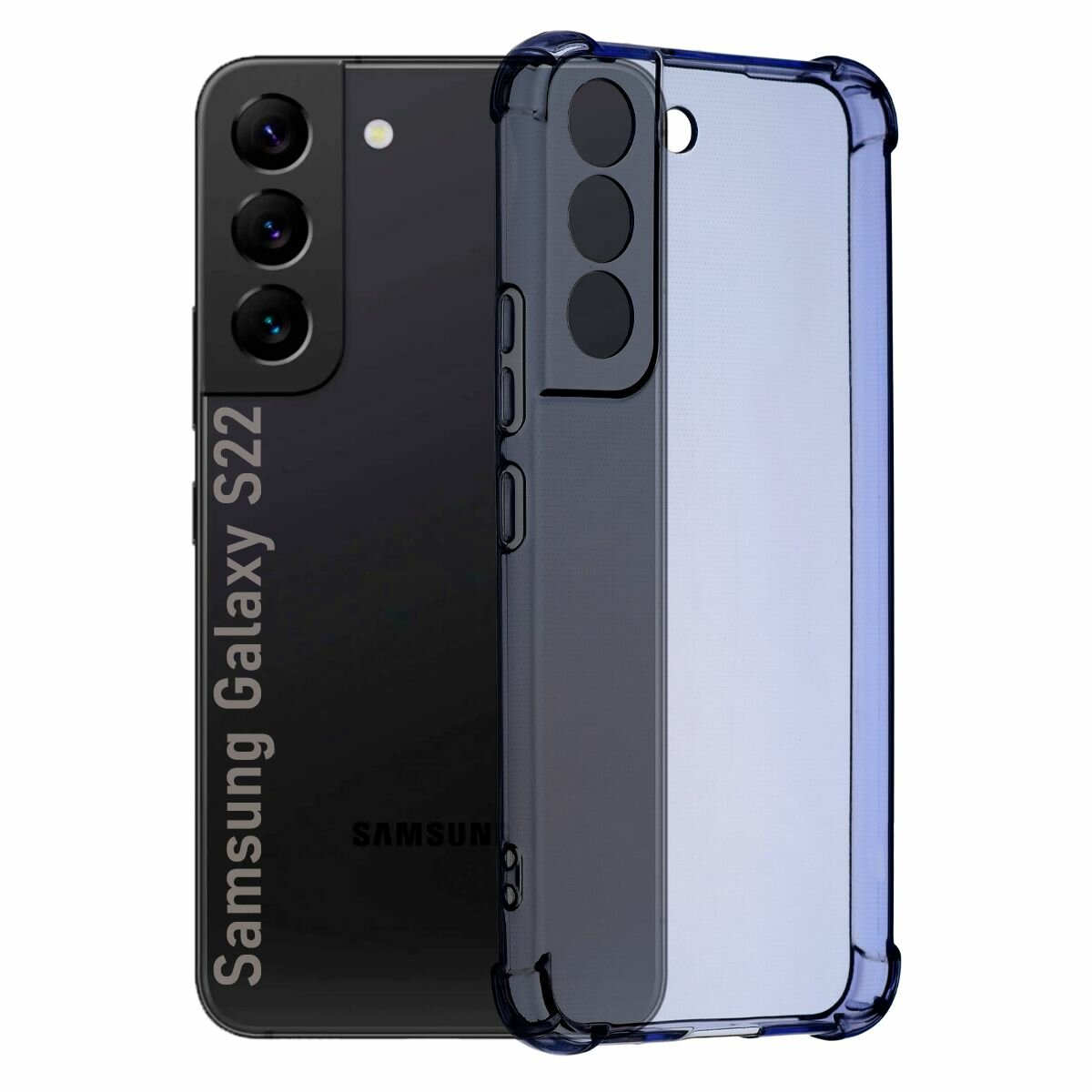 Чехол для смартфона Samsung Galaxy S22 силиконовый противоударный с защитой камеры, бампер с усиленными углами для телефона Самсунг Галакси С22 прозрачный сиреневый