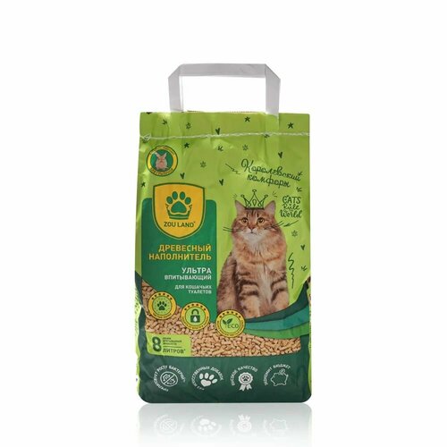 Наполнитель для кошачьего туалета Zou Land древесный 3 кг