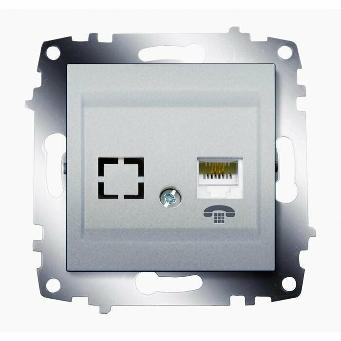 Cosmo 619-011000-221 Розетка компьютерная (RJ11, под рамку, в кабель-канал, с/у, алюминий) ABB - фото №1