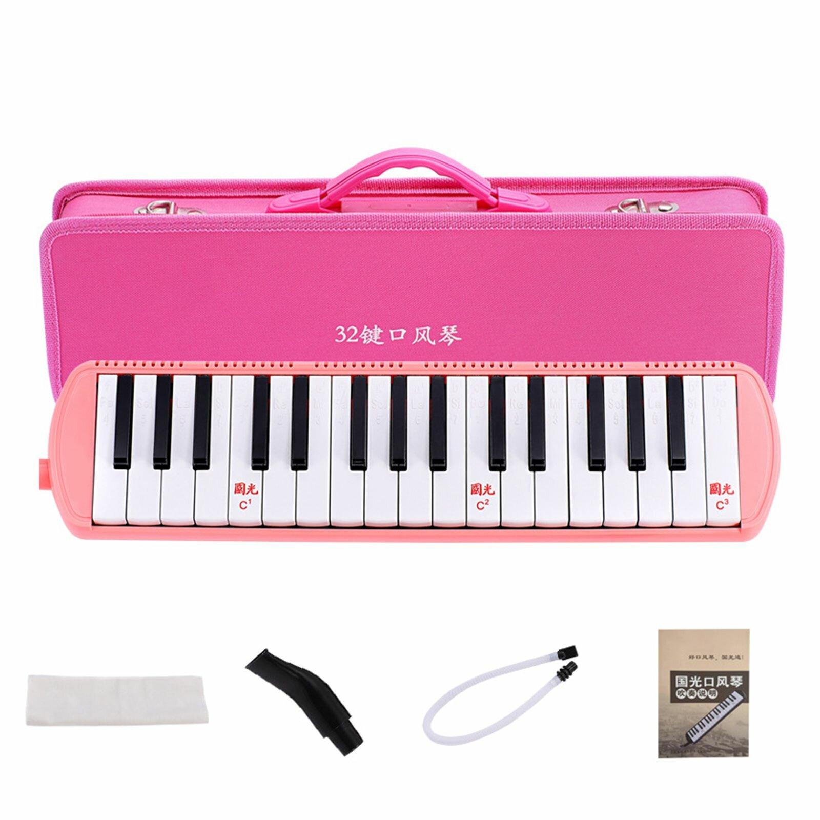 Воздушное пианино с 32 клавишами Melodica Instrument Keyboard мягкими длинными трубками, короткими мундштуками и сумкой для переноски детей