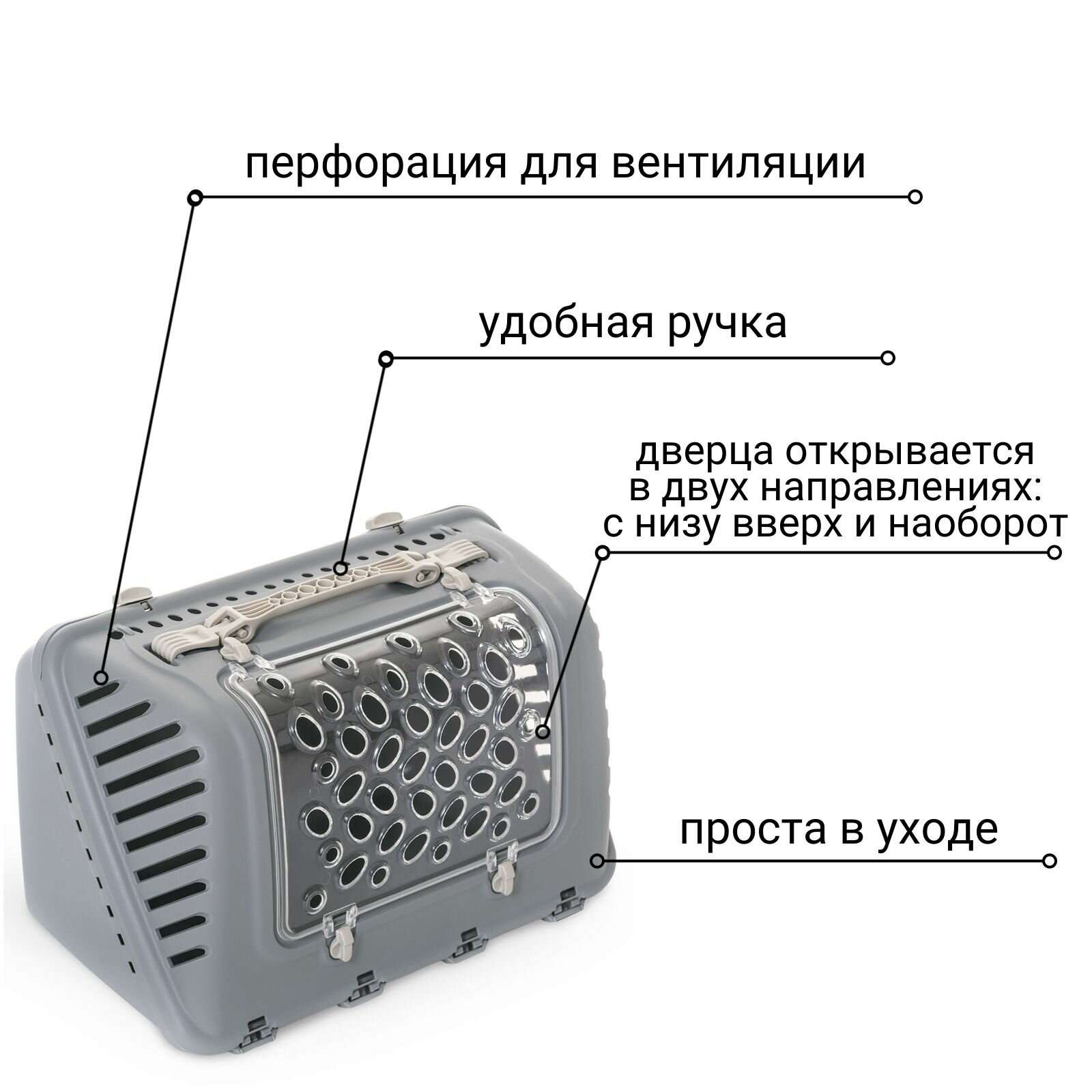 Переноска MPS P-BAG с плечевым ремнем, облегченная, 44,5×26,5x28см цвет серый — фото 1
