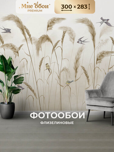 Изображение товара Фотообои на стену флизелиновые 3d для спальни и гостиной, на кухню 300х283 растения, природа, колосья