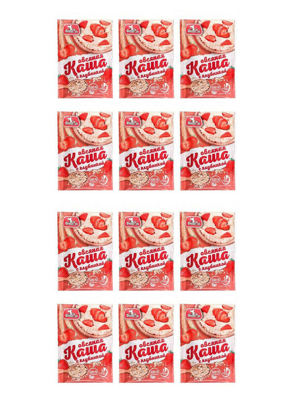 Preston Каша быстрого приготовления, овсяная, с клубникой, 37 г, 12 шт