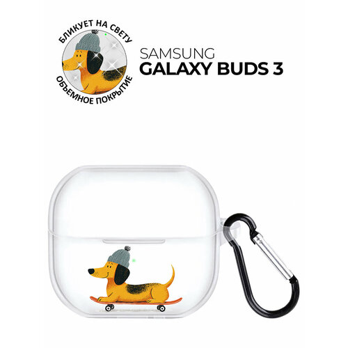 фото Чехол на samsung galaxy buds 3 с принтом "такса-экстремал" прозрачный bestluck