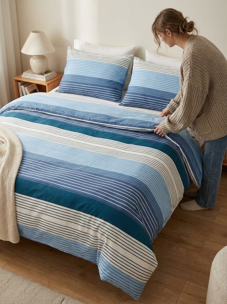 Постельное бельё "Евро", плант, простыня 200см x 220см, наволочки 50см x 70см