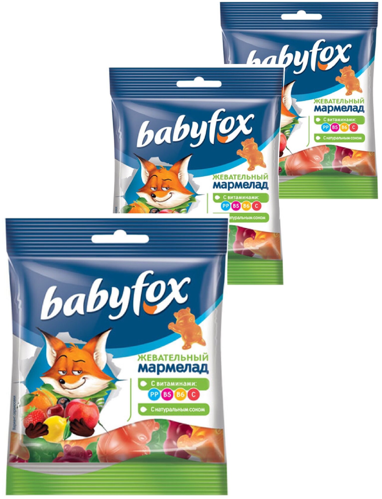 "BabyFox", мармелад жевательный с соком ягод и фруктов, 30 г 12 пачек