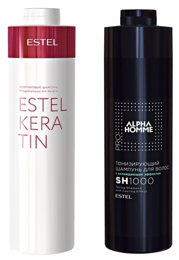 ESTEL набор кератиновый шампунь Keratin + тонизирующий шампунь Alpha Homme, 1000 мл