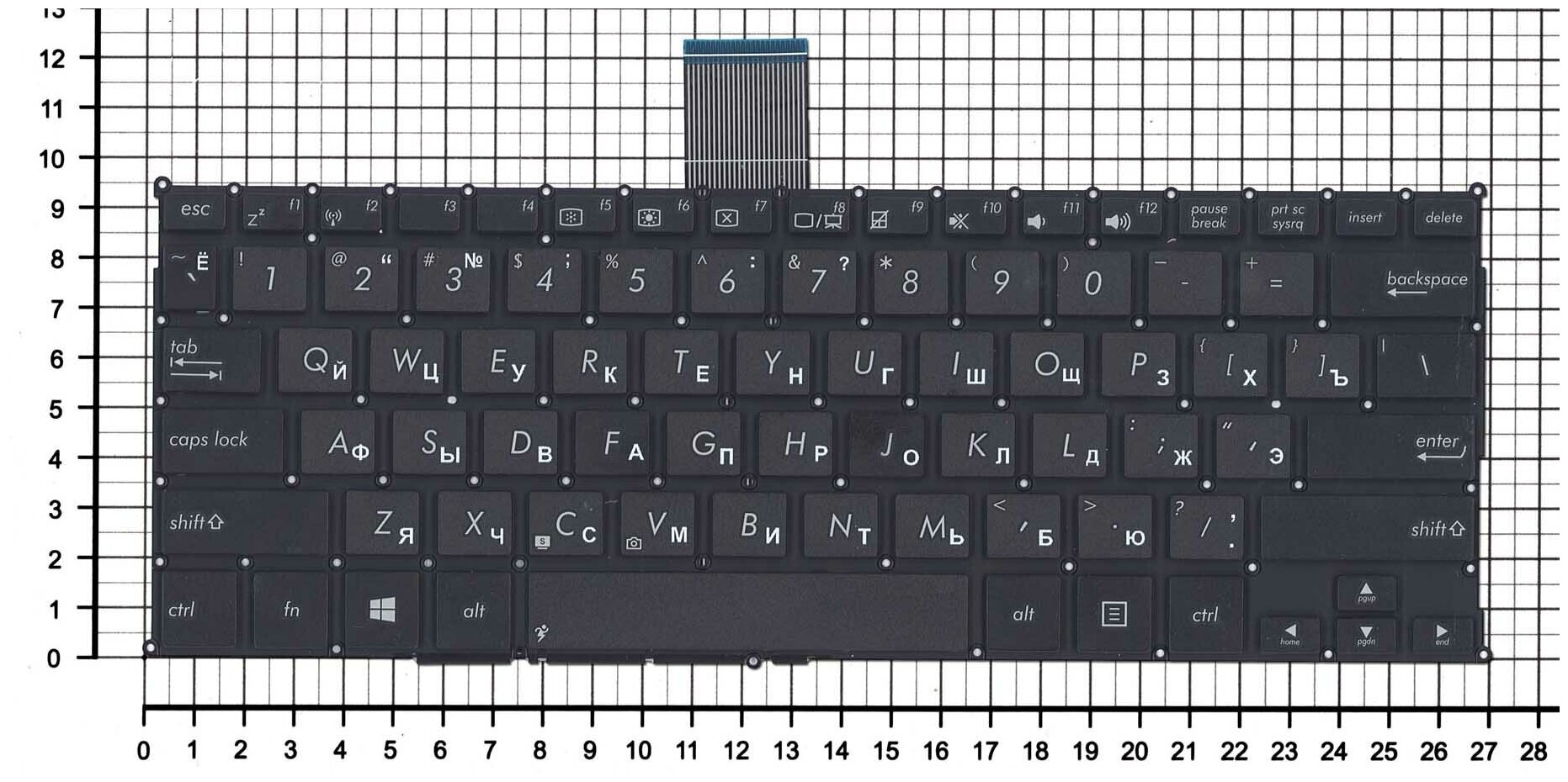 Клавиатура для ноутбука Asus 13NB03U2AP0402 русская черная без рамки плоский Enter