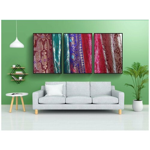 фото Набор модулных постеров для интерьера "сари, ткань, шторы" 60x90 см. в тубусе, без рамки lotsprints