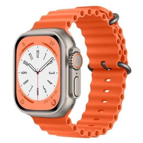 Умные часы Smart Watch MT8 Ultra 49 mm Silver with Ocean Orange silicone Band 395000₽